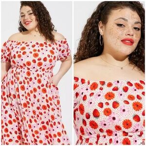 New!Torrid strawberry 🍓 and Daisies Dress